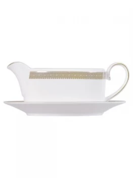 Image of Wedgwood Vera Wang Lace Gold Sauceboat Stand Gold