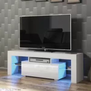 Image of Creative Furniture - tv Unit 130cm Sideboard Cabinet Cupboard tv Stand Living Room High Gloss Doors - White - White