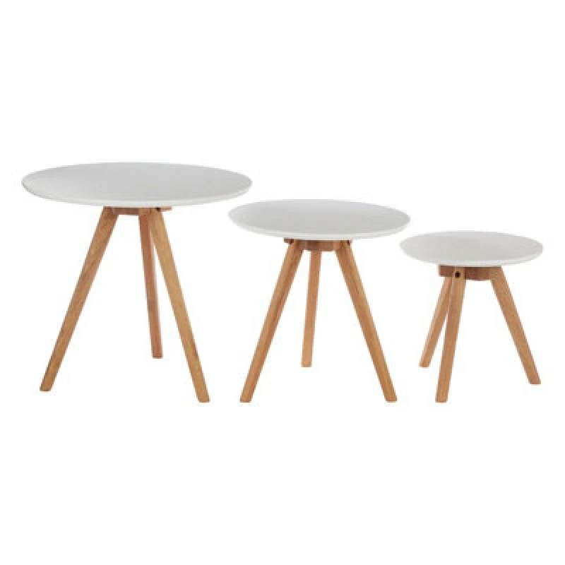 Image of Premier Housewares Interiors By Premier Sleek Set Of 3 Side Tables With Tempered Lgs, Sustainable Side Table, Versatile Bedside Tables For Bedroom Whi