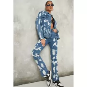 Image of Missguided Bleach Splatter Wrath Jean Co Ord - Blue