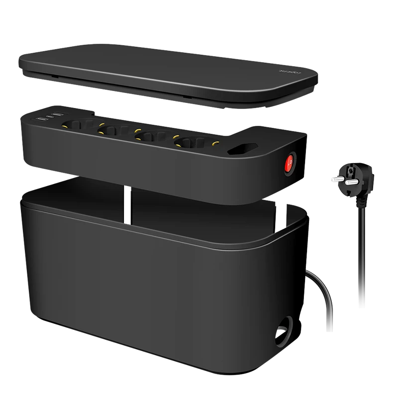 Image of LogiLink Outlet Strip. Storage box w/4 safety +1 Euro socket. w/2x USB