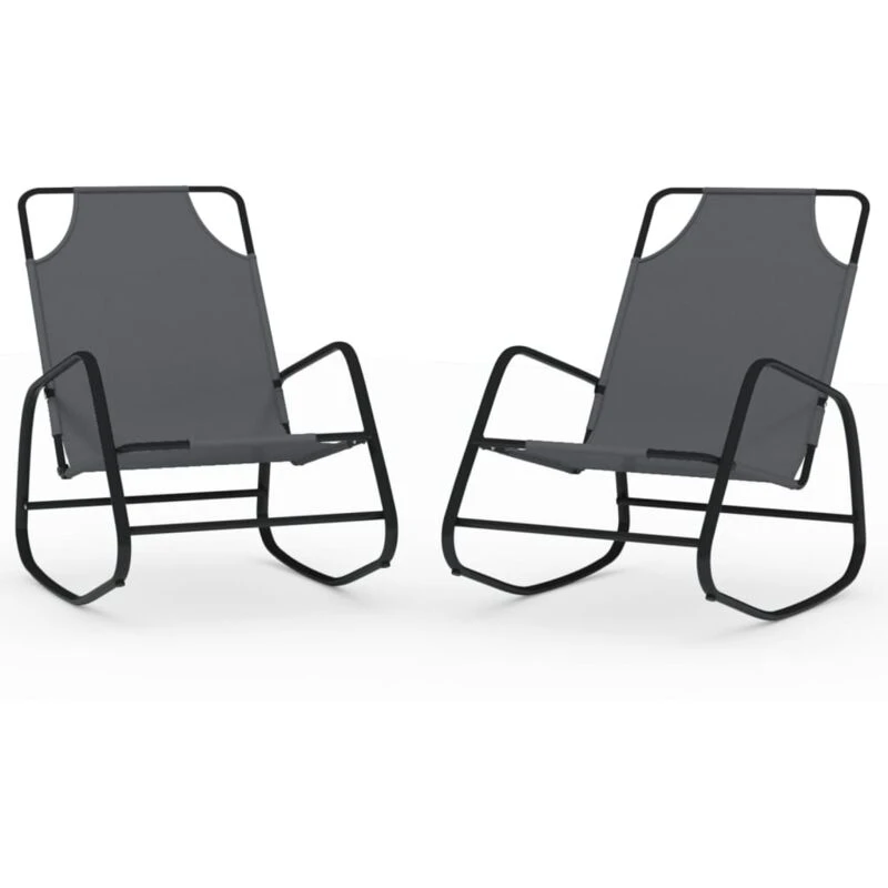 Image of VIDAXL Rocking Sun Loungers 2 pcs Grey Steel and Textilene Vidaxl 8720286760987