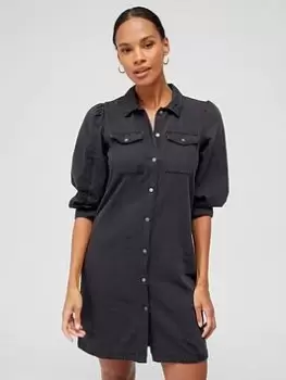 Image of Only Denim Shirt Dress - Washed Black, Size S, Women