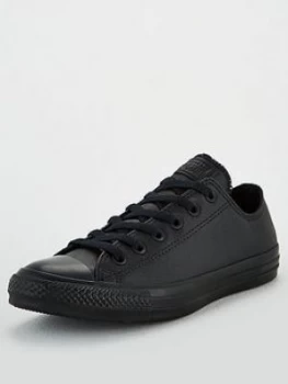 Image of Converse Chuck Taylor All Star Leather Ox, Black, Size 7.5, Men