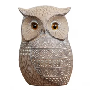 Image of Carved Sandstone Effect Exotic Owl Ornament
