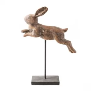 Image of Leaping Rabbit on Stand Large Brown 30cm