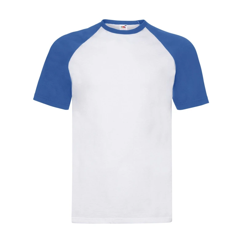 Image of Fruit Of The Loom Fruit of the Loom Men Contrast Baseball T-Shirt in Blue Size: Small Blue S Male 5063425956227