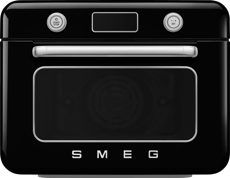 Image of Smeg 50's Style COF01BLUK Multifunction Mini Oven with Steam & Air Fry - Black / Stainless Steel