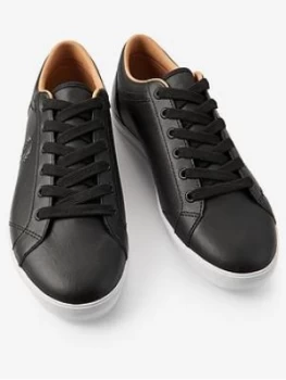 Image of Fred Perry Baseline Leather Trainer, Black, Size 9, Men