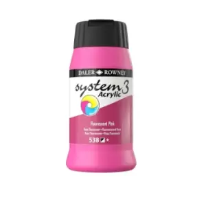 Image of Daler Rowney System 3 Acrylic Fluorescent Pink (500ml)