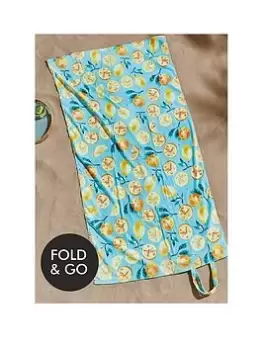 Image of Catherine Lansfield Fruits Beach Towel In A Bag- Green