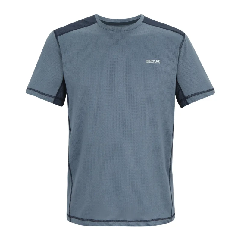 Image of Regatta Mens Virda Short Sleeved Active Mesh T-Shirt in Mid Blue Size: Medium Mid Blue Male M