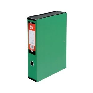 Image of 5 Star Office Foolscap Box File Lock Spring with Push Button Closure 70mm Capacity Green Pack of 5