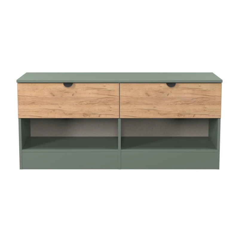 Image of Welcome Furniture Ready Assembled Bora 2 Drawer Openshelf Bed Box, Green BOP636GCRG