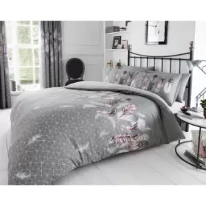 Image of Feathers Duvet Cover Bedding Set - Grey - King - TJ Hughes