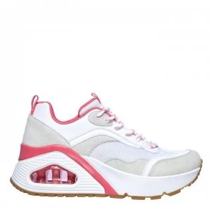 Image of Skechers Uno Hi Womens Trainers - White/Pink