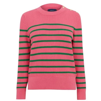 Image of Gant Striped Rib Knit Jumper - Pink