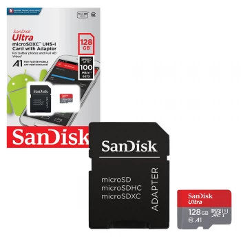 Image of SanDisk Mobile Ultra Micro SD SDXC Memory Card UHS-1 A1 100MB/s with Full Size SD Card Adapter - 128GB