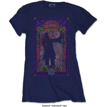 Image of Janis Joplin - Paisley & Flowers Frame Womens Medium T-Shirt - Blue