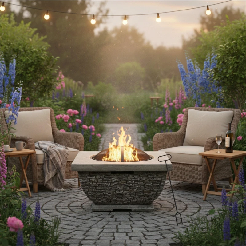 Image of Linea Linea Sq Stone Firepit 63 Brown unisex One Size