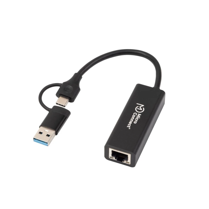 Image of Microconnect MC-USBACNET1G cable gender changer USB C RJ-45 Black