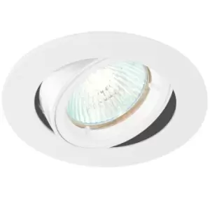 Image of TILTING Round Recess Ceiling Down Light Gloss White 95mm Flush GU10 Lamp Fitting