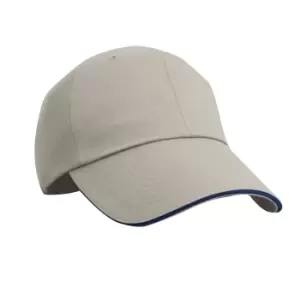Image of Result Unisex Herringbone Contrast Colour Sandwich Peak Baseball Cap (One size) (Tan/Navy)