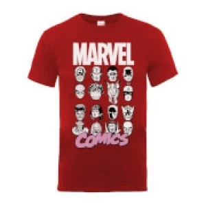 Image of Marvel Comics Multi-Faces Mens Red T-Shirt - S - Red