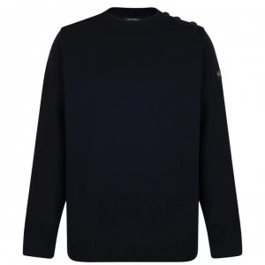 Image of Paul And Shark Crew Button Knitted Jumper - Navy 050