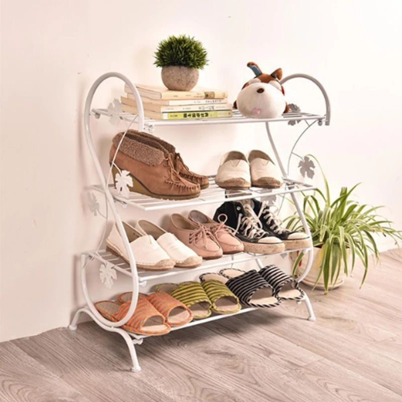 Image of Cottonfy UK White Metal 4 Tier S-Shape Shoe Rack White M
