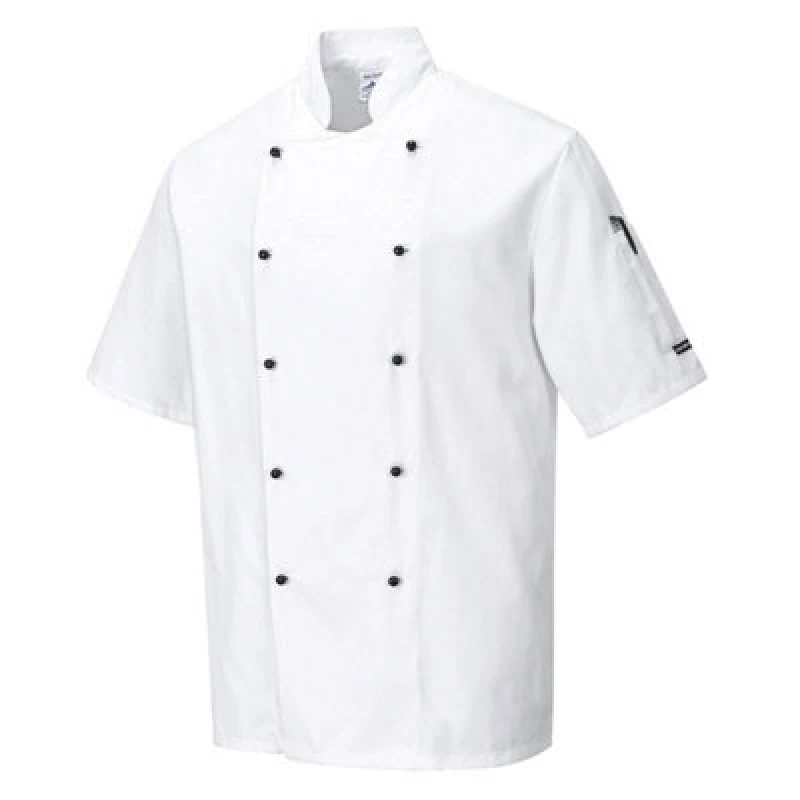 Image of Portwest Kent Mens Chefs Short Sleeve Jacket C734WHRL Colour: White
