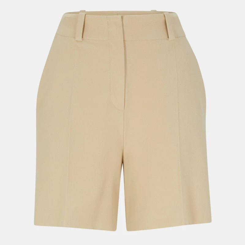 Image of Hugo Womens Hatisi Structured Stretch Straight Leg Trousers Medium Beige female 4 (XXS)