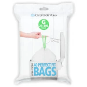 Image of Brabantia PerfectFit Bags 23-30 Litre [G], Dispenser Pack of 40 Bags - White