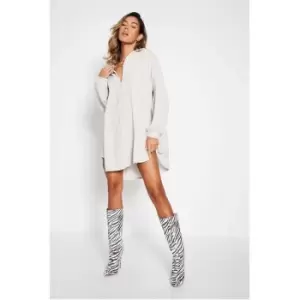 Image of I Saw It First Linen Crinkle Oversized Shirt Dress - Brown