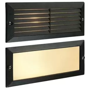 Image of IP44 E27 LED Full Brick Accent Light Louvre Grill Supplied BLACK & Frosted Glass