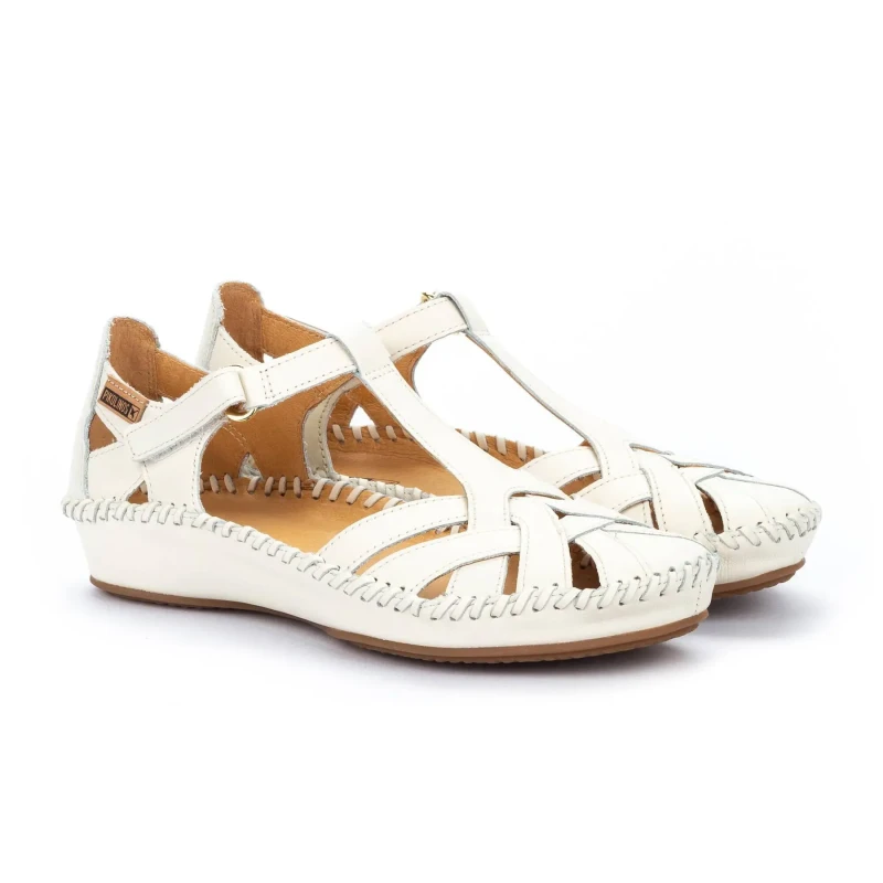 Image of Pikolinos Puerto Vallarta 655 Leather Womens Hook and loop Sandals - Nata - Size:UK 7-7.5