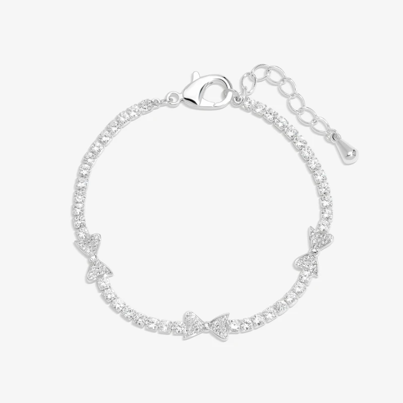 Image of Jon Richard Silver Plated Crystal Bow Bracelet Jewellery Sets One Size Silver 70982511000