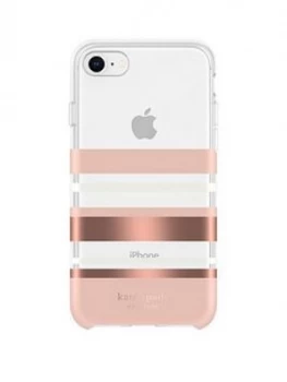 Image of Kate Spade New York New York Protective Hardshell Case For iPhone Se (2020), iPhone 8, 7 & 6/6S - Park Stripe Rose Gold Foil/Blush/Cream/Clear