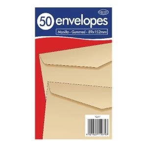 Image of County Stationery Manilla Gummed Envelopes 89x152mm Pack of 1000 C517