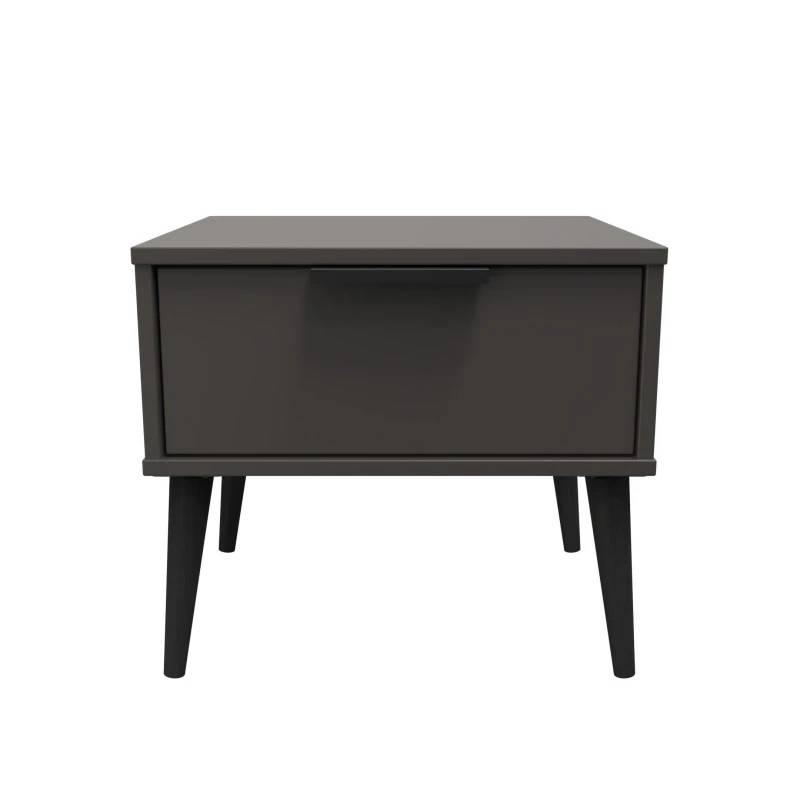 Image of Fuji 1 Drawer Side Table In Graphite (Ready Assembled)