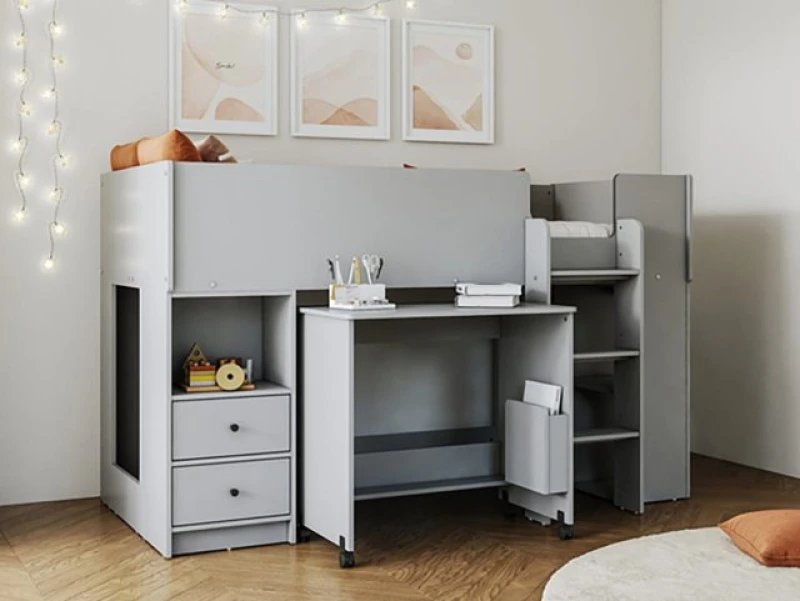 Image of Flintshire Marley Grey Wooden Mid Sleeper Bed - 3ft Single