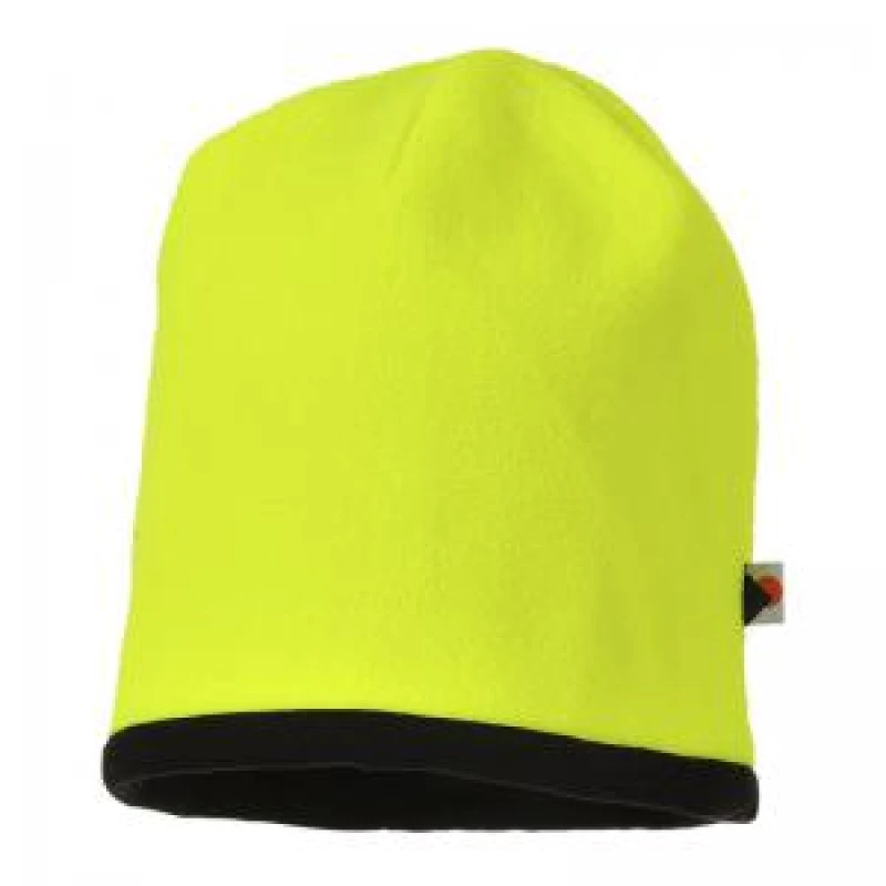 Image of Portwest Reversible Hi Vis Beanie Hat HA14YBR Colour: Yellow / Black