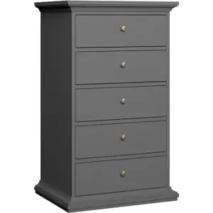 Image of Paris Chest 5 Drawers in Matt Grey