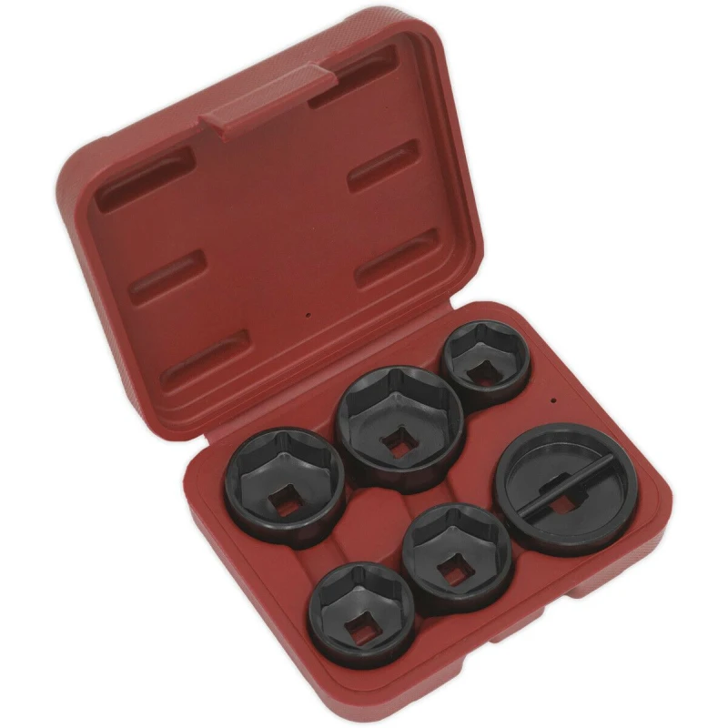 Image of Loops 6 Piece Oil Filter Cap Wrench Set - 3/8" Sq Drive - Low Profile Design - Case Multi