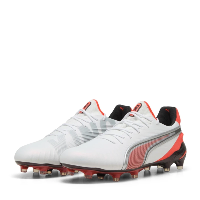 Image of Puma Mens PUMA King Ultimate Firm Ground Football Boots White/Red male 6 (39)