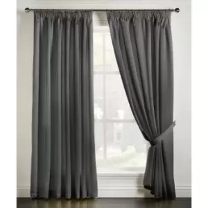 Image of Essential Living Adiso Pencil Pleat Taped Top Curtains Charcoal 117cm x 137cm