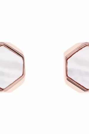 Image of Ladies Karen Millen Rose Gold Plated Polyhedra Stone Stud Earrings KMJ1023-24-46