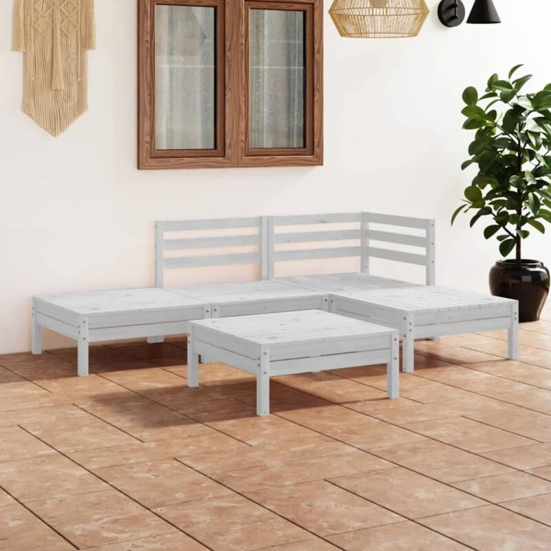 Image of VIDAXL 5 Piece Garden Lounge Set Solid Pinewood White Vidaxl 8720286685051