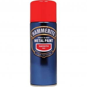 Image of Hammerite Smooth Finish Aerosol Metal Paint Red 400ml