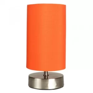 Image of Francis Satin Nickel Touch Table Lamp with Orange Shade